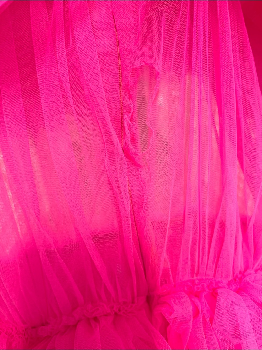 Vibrant Hot Pink Tiered Tulle Mini Dress - Picture 12 of 12